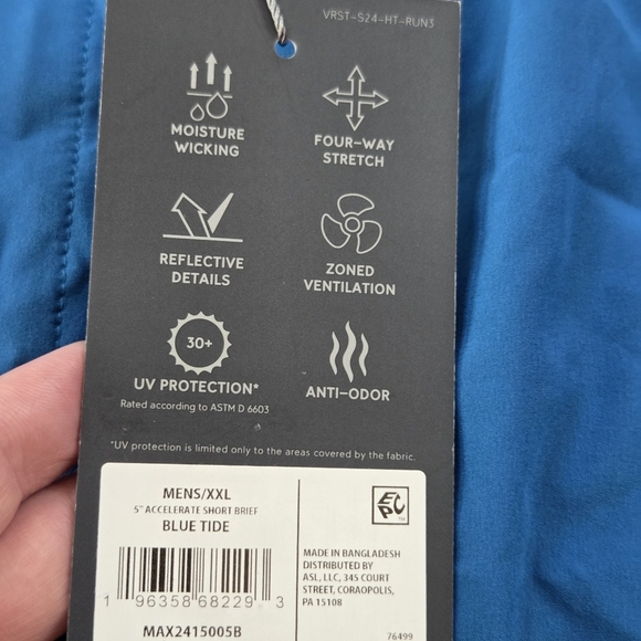 VRST Men's Relaxed Fit Running Shorts New XXL 5" Inseam Blue Tide Accelerate - Picture 12 of 13